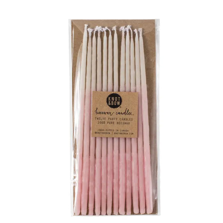 Knot & Bow - Tall Pink Ombre Beeswax Birthday Candles