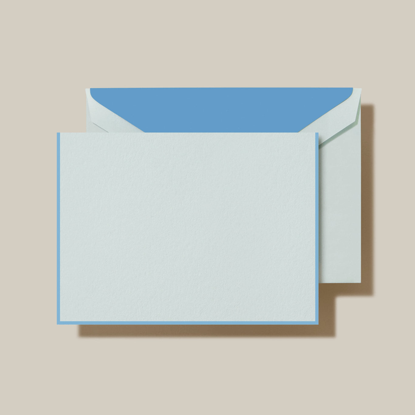 Crane - Newport Blue Bordered Beach Glass Folded Note - 10 Notes / 10 Lined Envelopes