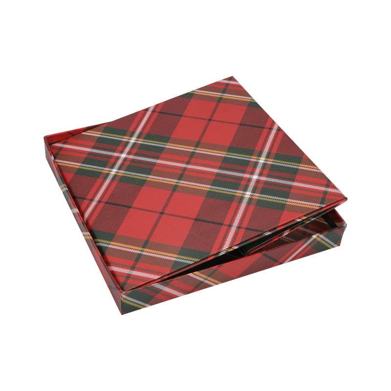 Empty Gift Basket - Plaid Holiday Gift Box w/ Removable Lid - 9 in. x 9 in. x 9 in.
