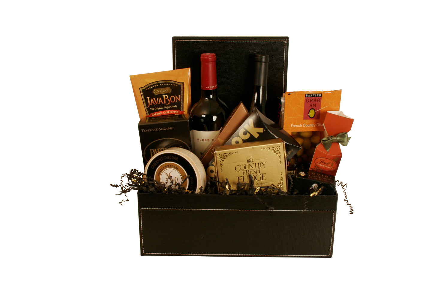 Empty Gift Basket - 14" Black Embossed Paperboard Box w/ Lid