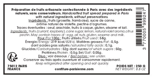 Confiture Parisienne - Redcurrant, Raspberry, & Violet Jam