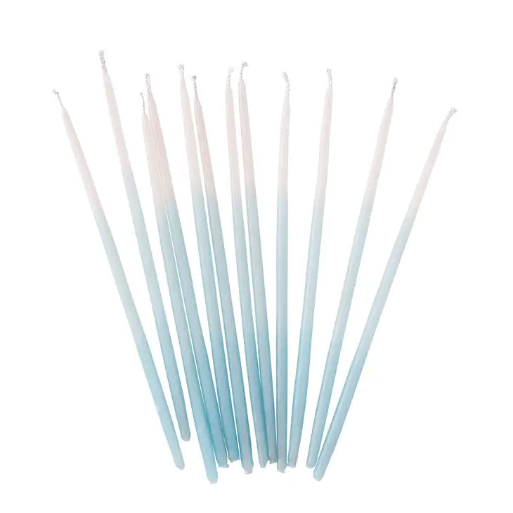 Knot & Bow - Tall Aqua Ombre Beeswax Birthday Candles