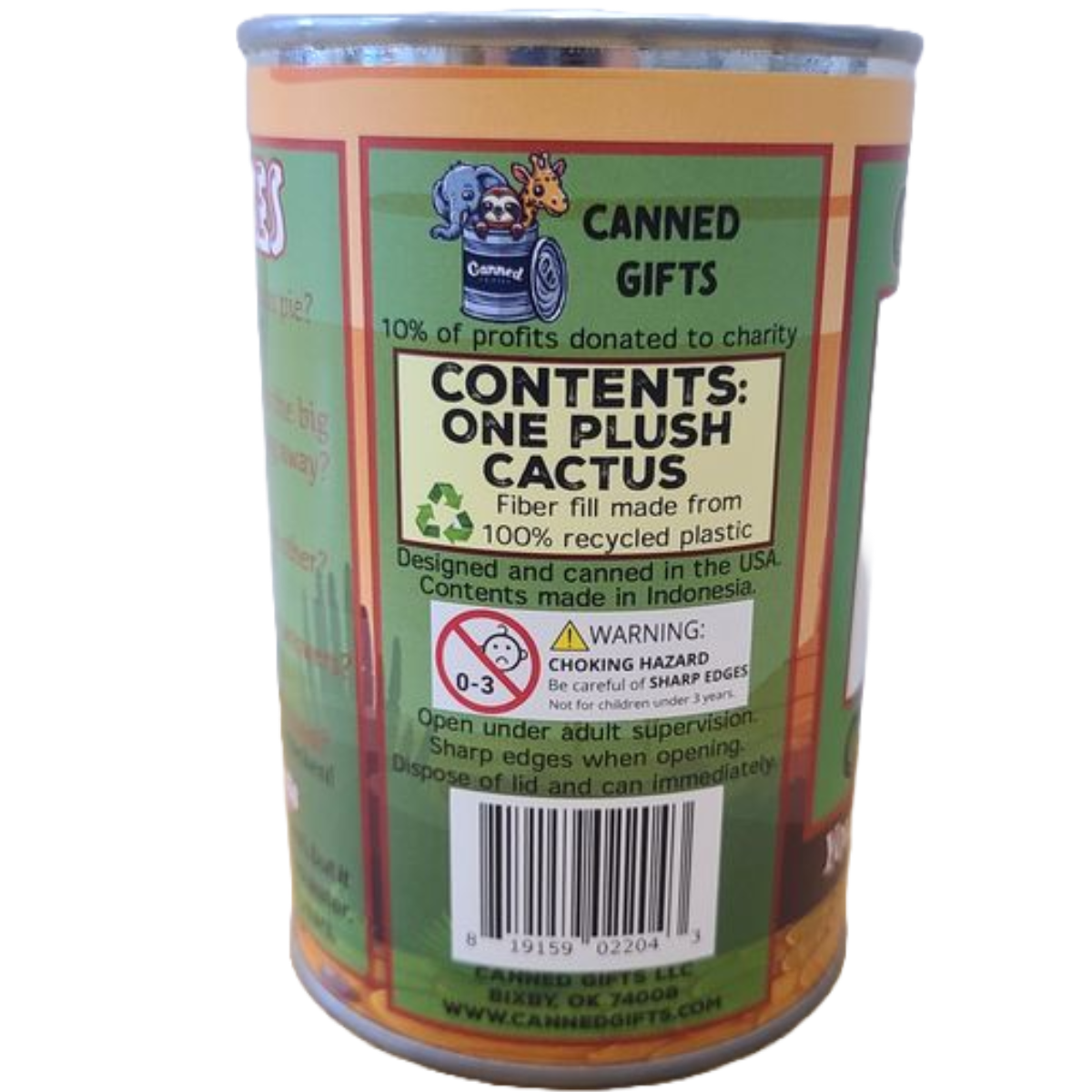 Canned Gifts - Pierce The Canned Cactus - Stuffed Animal