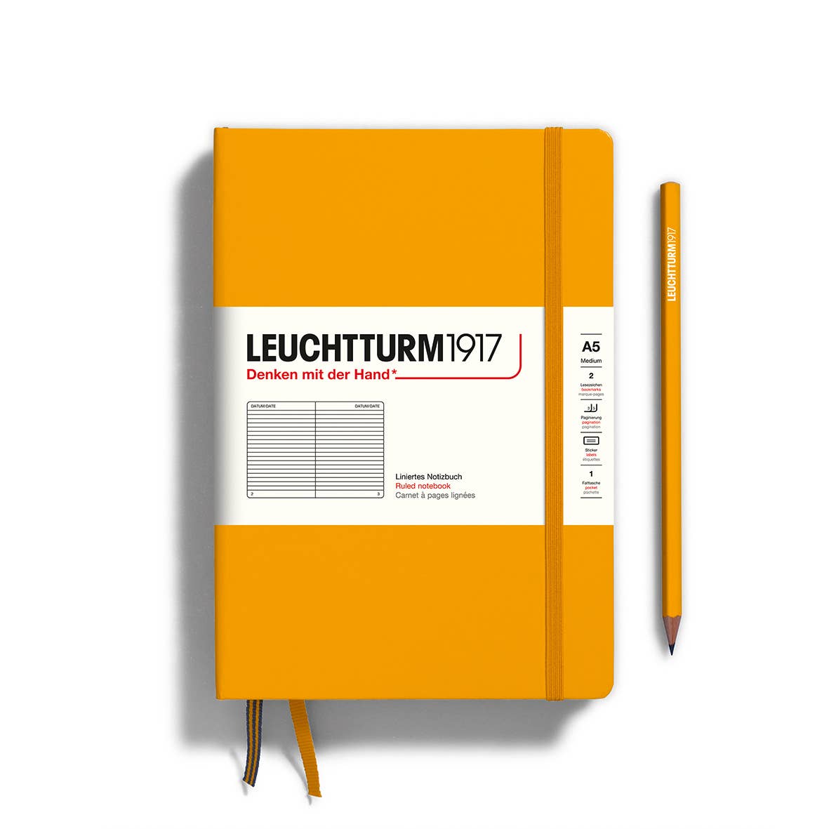 LEUCHTTURM1917 - Notebooks - Medium (A5) - Ruled, Hardcover, Rising Sun