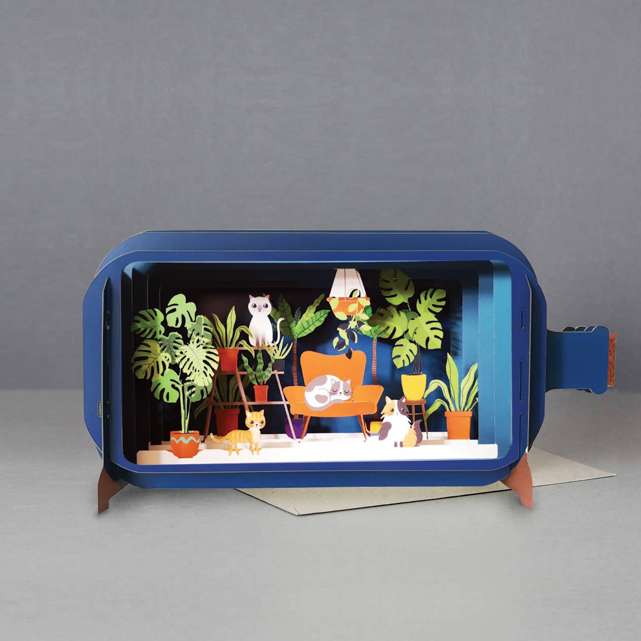 Alljoy Design - Message In A Bottle Pop Up Card - Cats & Plants