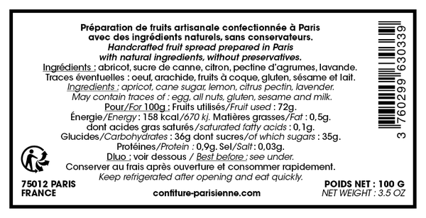 Confiture Parisienne - Apricot-Lavender Jam - 3.5 oz.