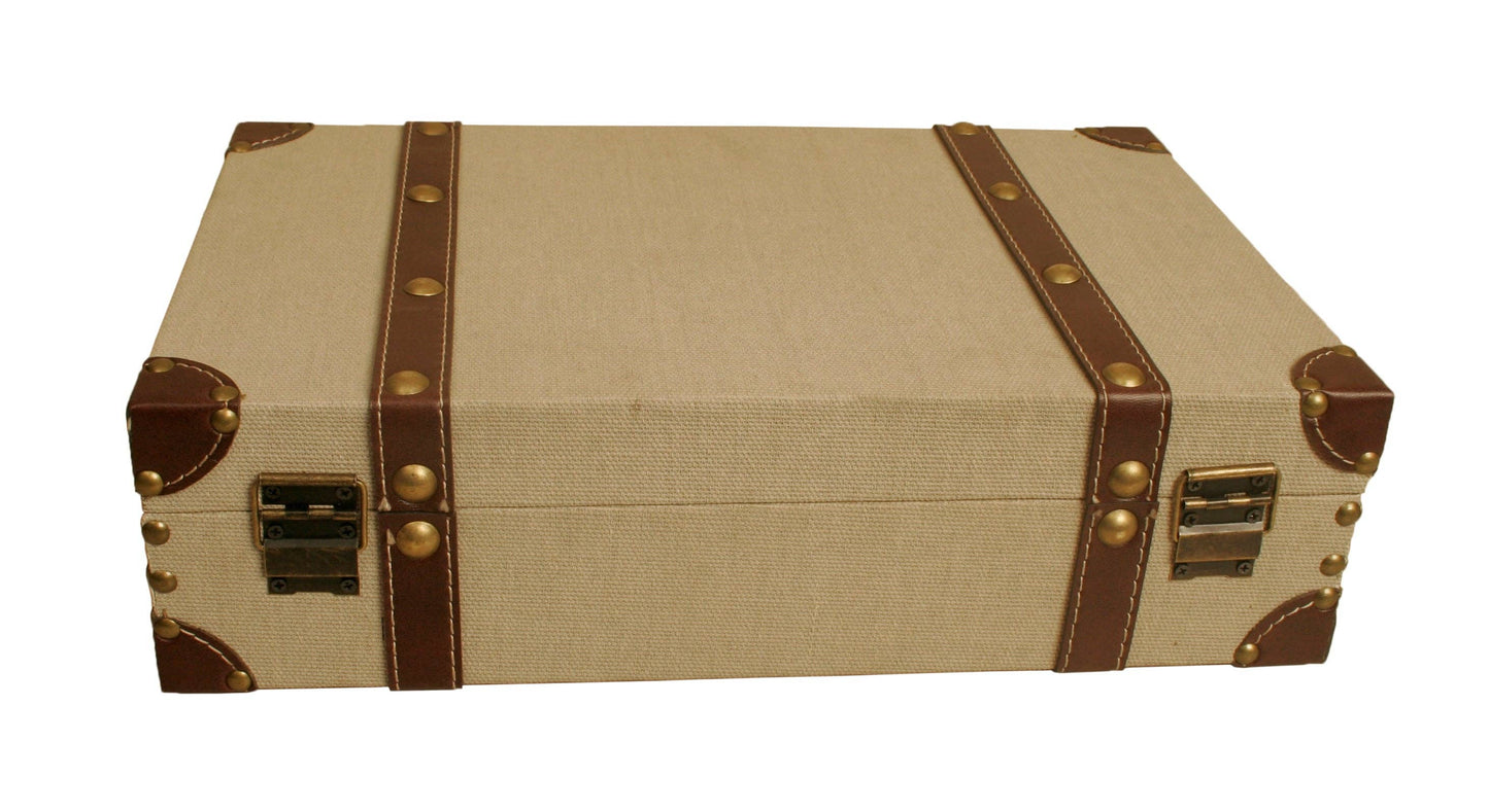 Empty Gift Basket - Decorative Gift Suitcase - Light Tan Canvas