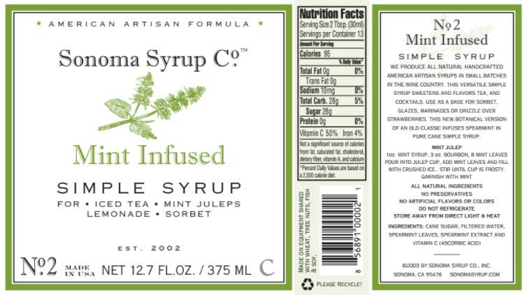 Sonoma Syrup Co. - Mint Infused Simple Syrup - 12.7 oz.
