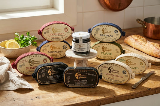 Conservas de Cambados Galician tins with cockles, razor clams and mussels