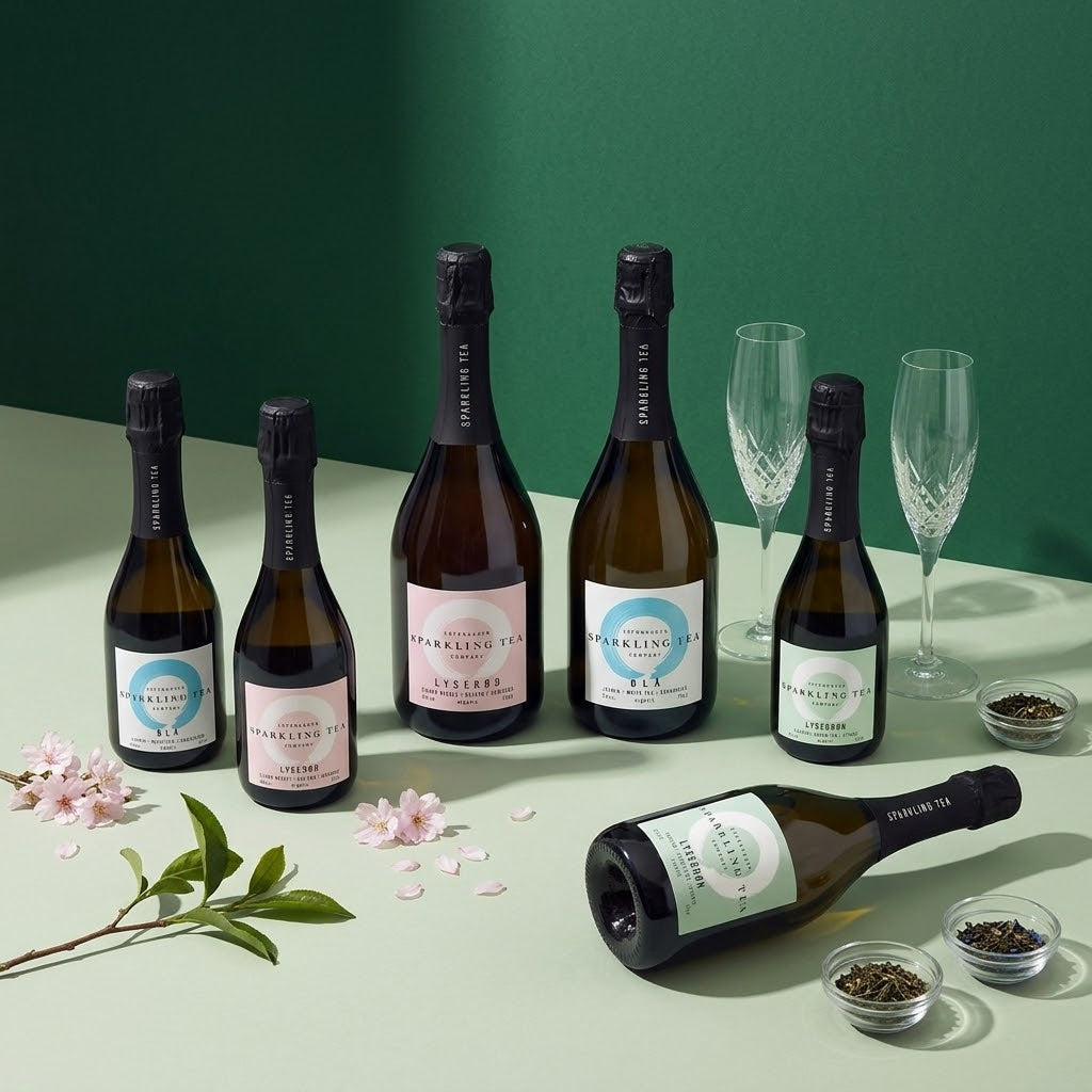 Copenhagen Sparkling Tea Company BLÅ, LYSERØD and LYSEGRØN bottles