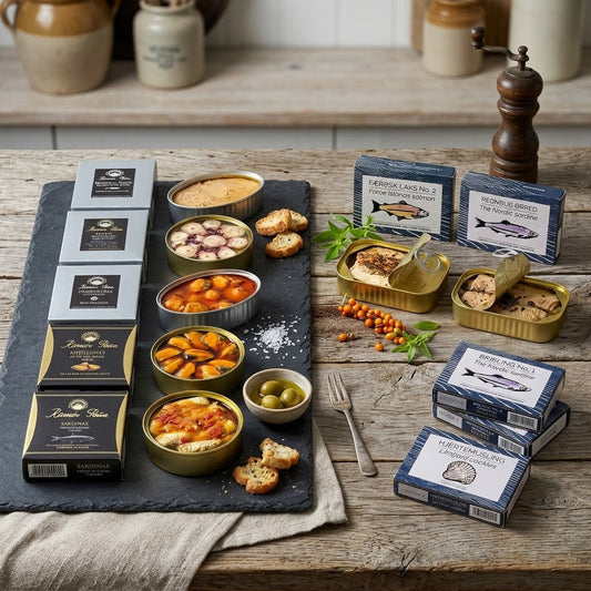 Fangst and Ramón Peña artisan tinned seafood conservas from Denmark and Galicia