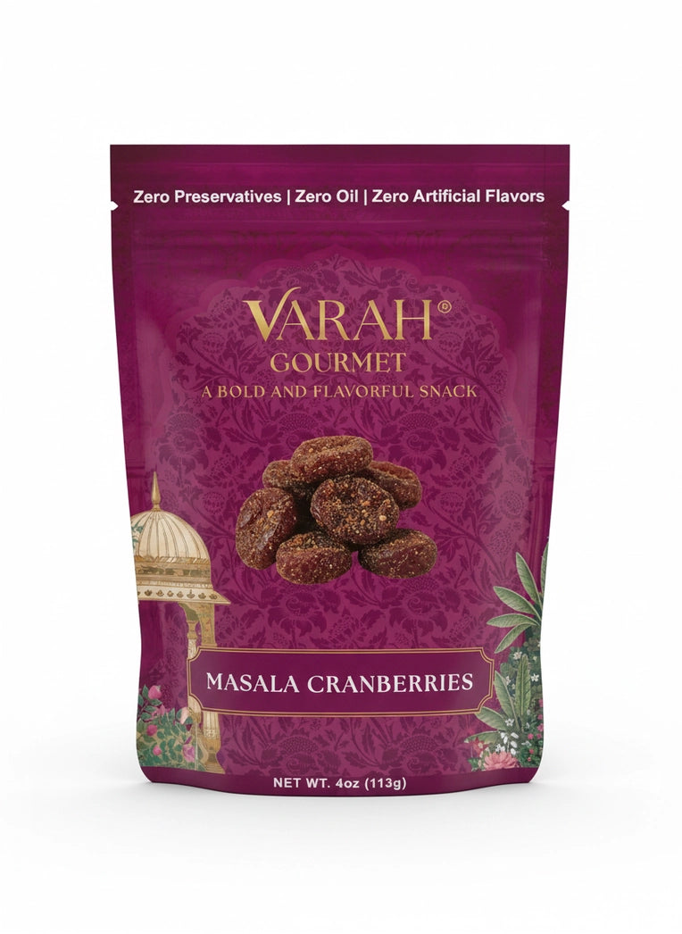 Varah Gourmet - Masala Cranberries - Savory Indian-Spiced Dried Cranberries - 4 oz.
