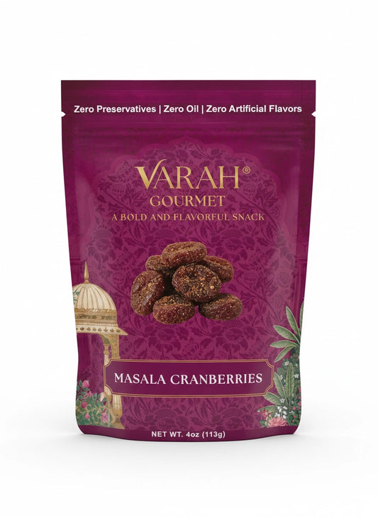 Varah Gourmet - Masala Cranberries - Savory Indian-Spiced Dried Cranberries - 4 oz.