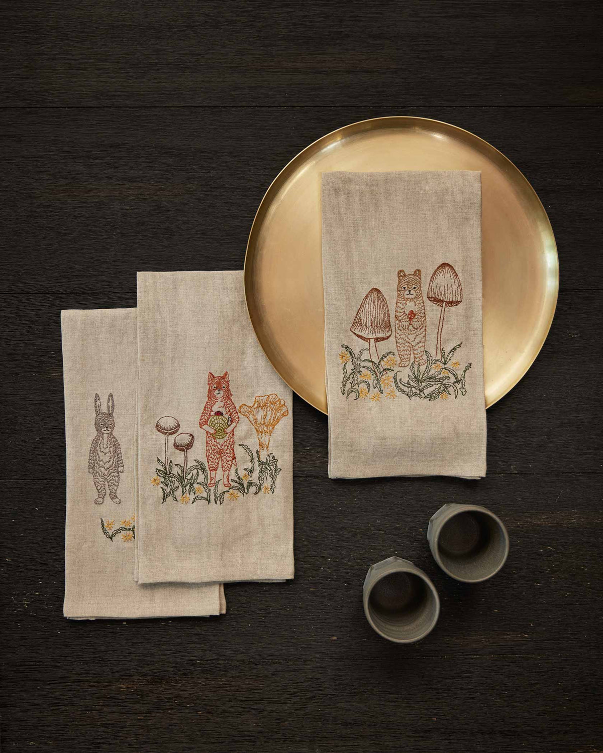 Coral & Tusk - Fox W/ Mushrooms - Tea Towel
