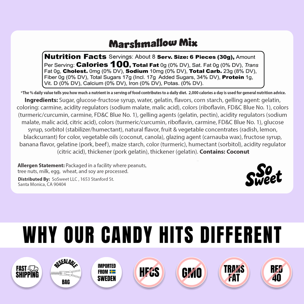 So Sweet - Swedish Candy Marshmallow Mix - 5 oz.