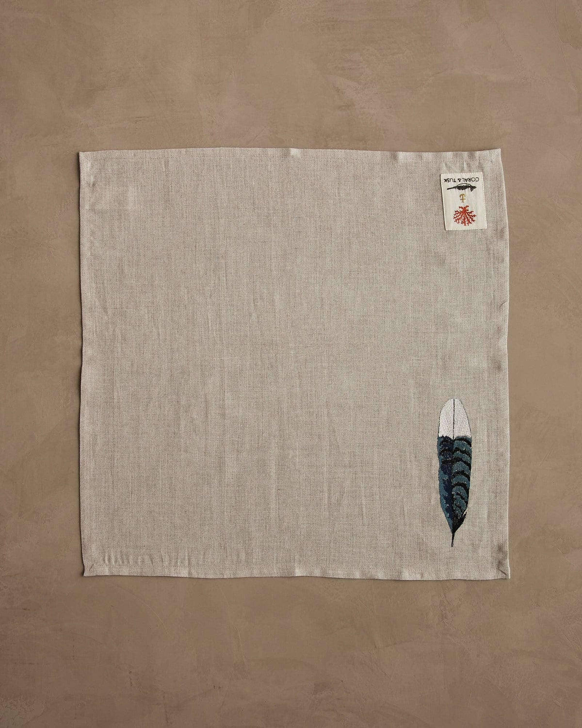 Coral & Tusk - Blue Jay Feather - Dinner Napkin