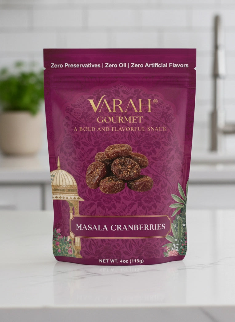 Varah Gourmet - Masala Cranberries - Savory Indian-Spiced Dried Cranberries - 4 oz.