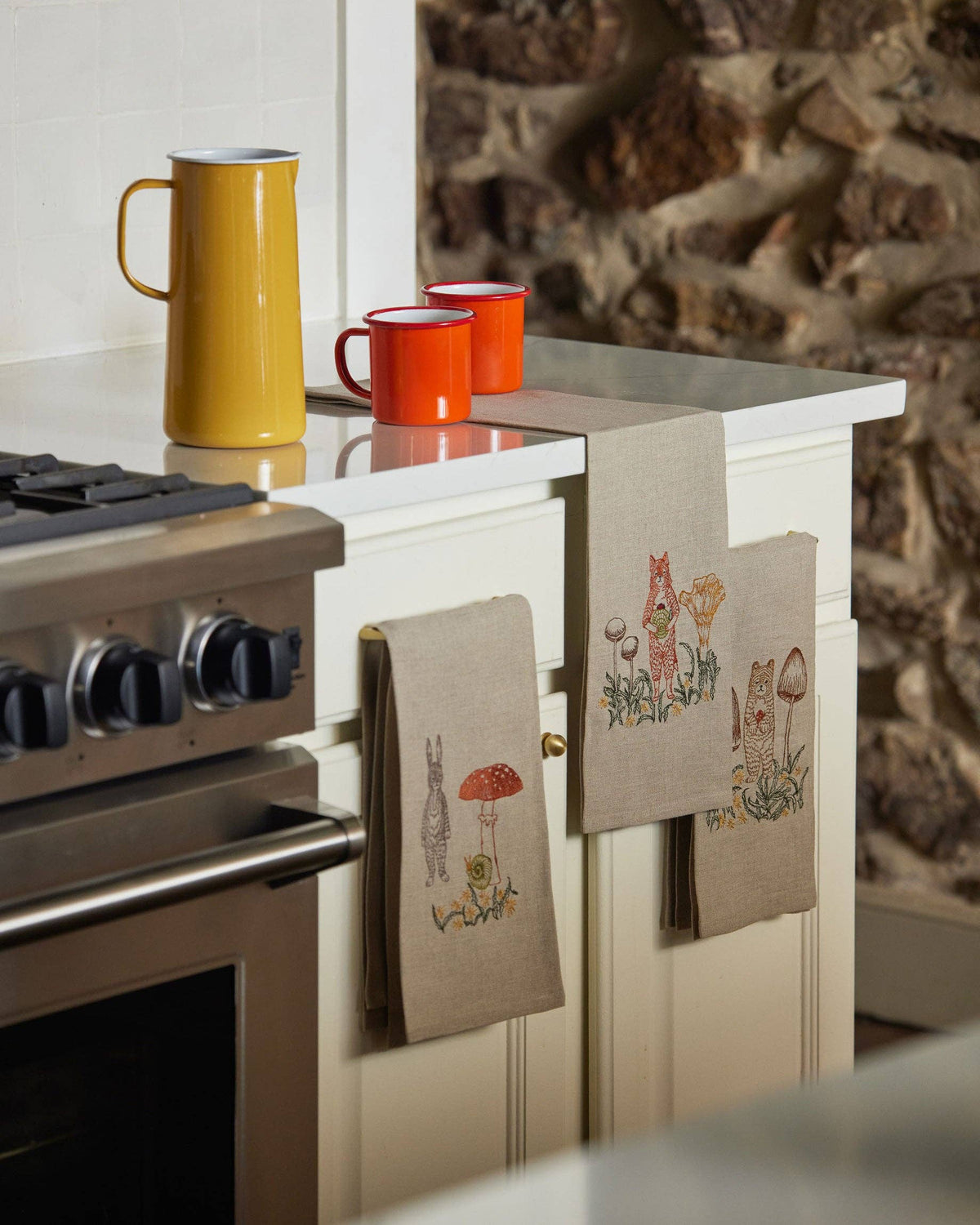 Coral & Tusk - Fox W/ Mushrooms - Tea Towel