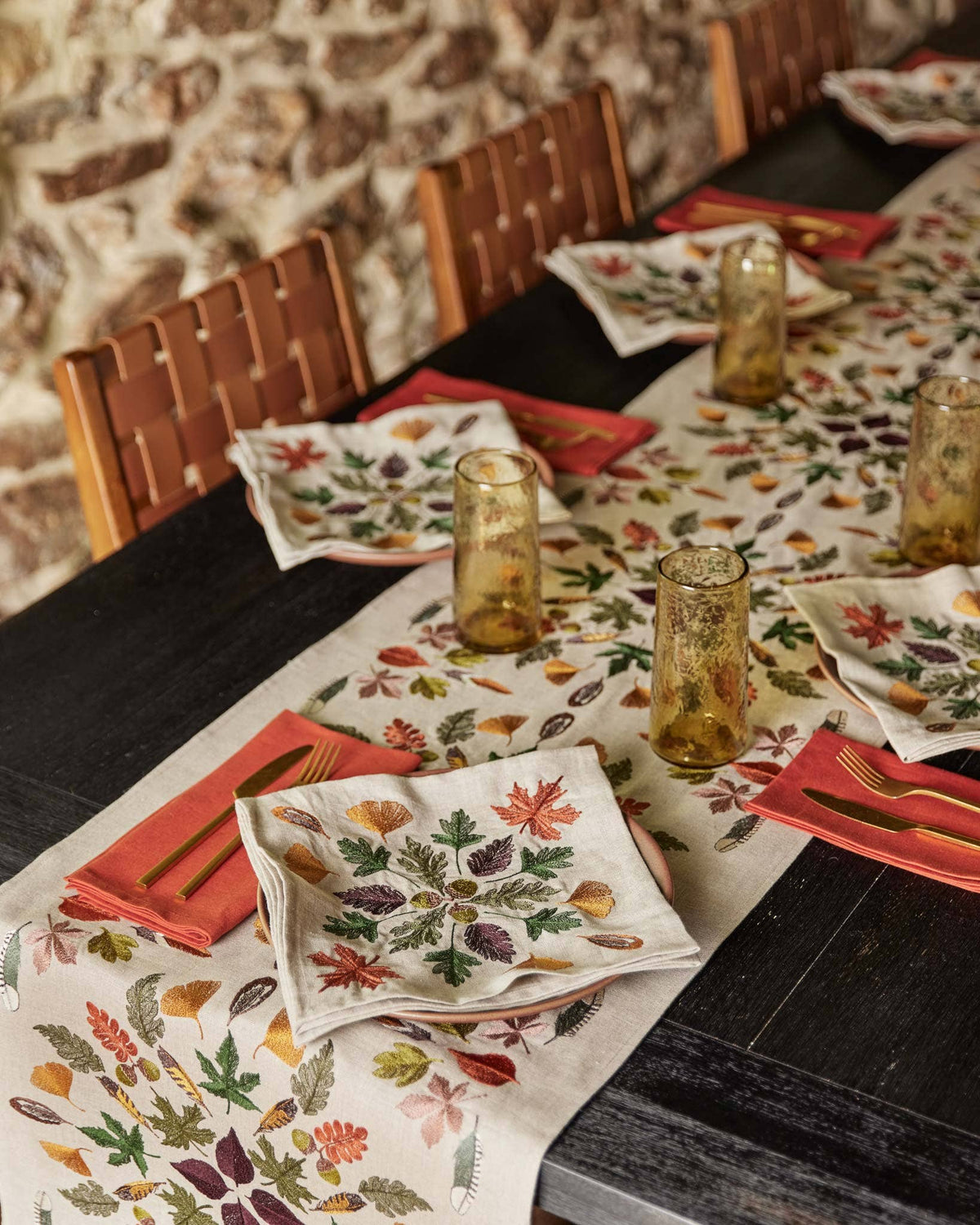 Coral & Tusk - Pressed Leaves - Dinner Napkin