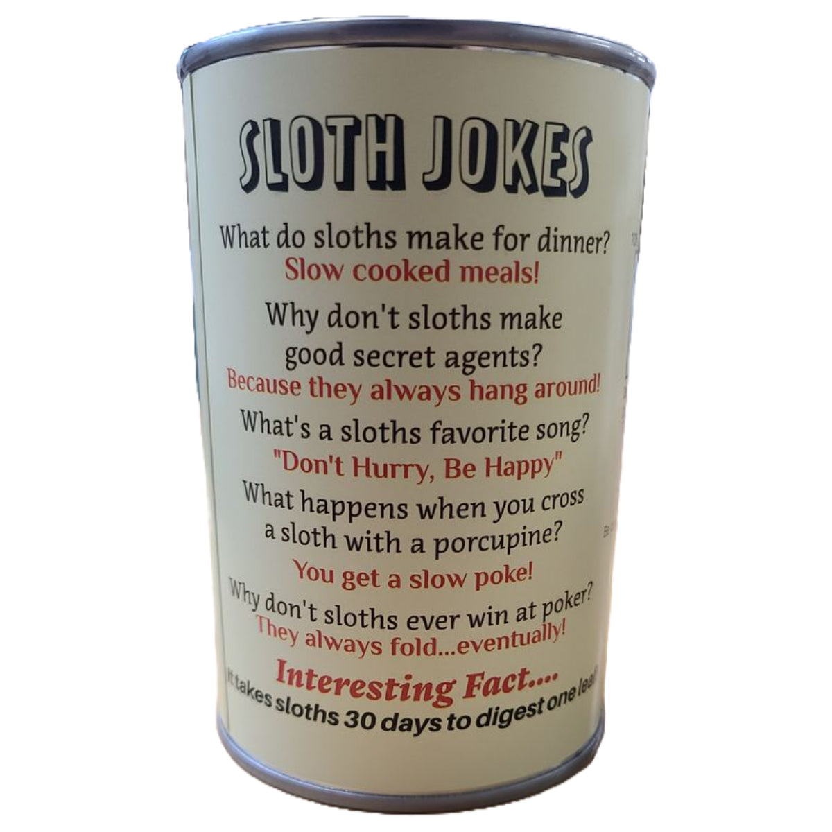 Tumbler with sloth jokes on a white background