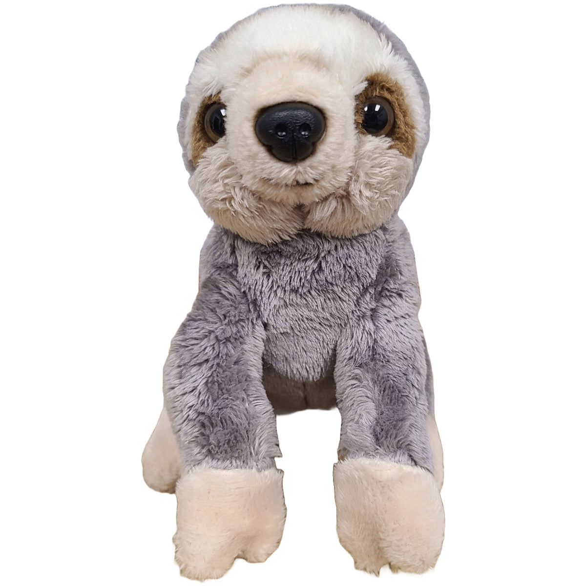 Plush toy sloth on a white background
