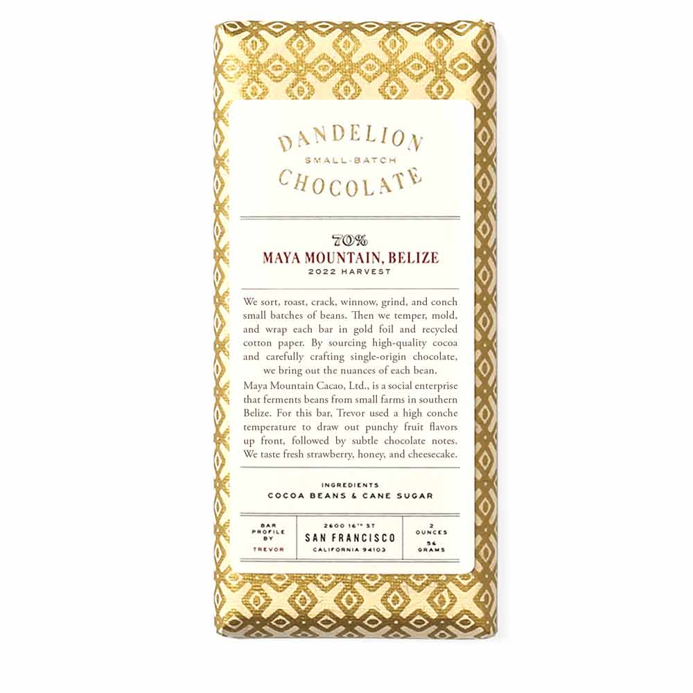 Dandelion Chocolate - Maya Mountain, Belize - 70% - 56 g