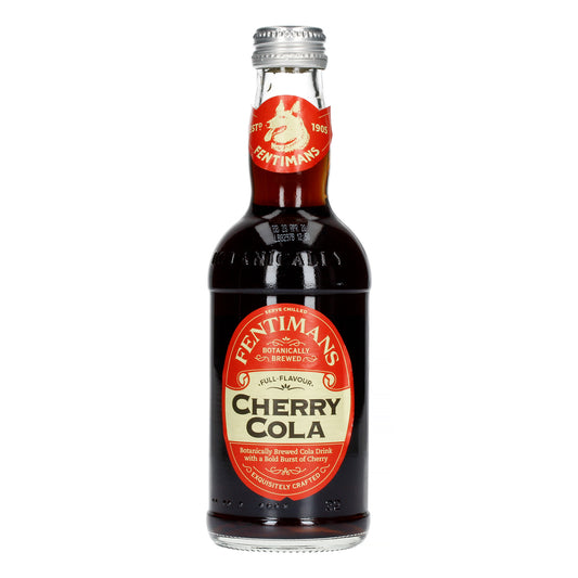 Fentimans Cherry Cola bottle on a white background