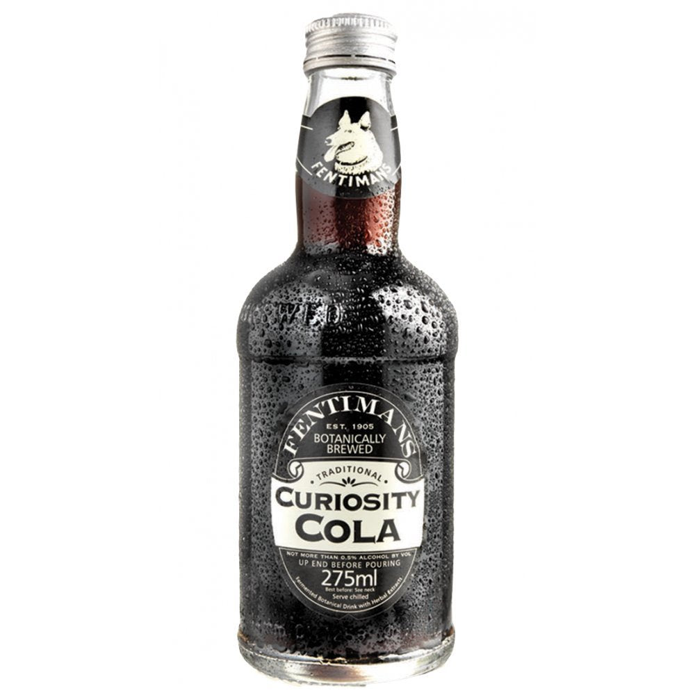 Fentimans Curiosity Cola bottle on a white background