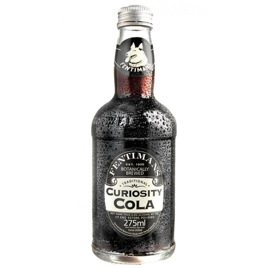 Fentimans Curiosity Cola bottle on a white background