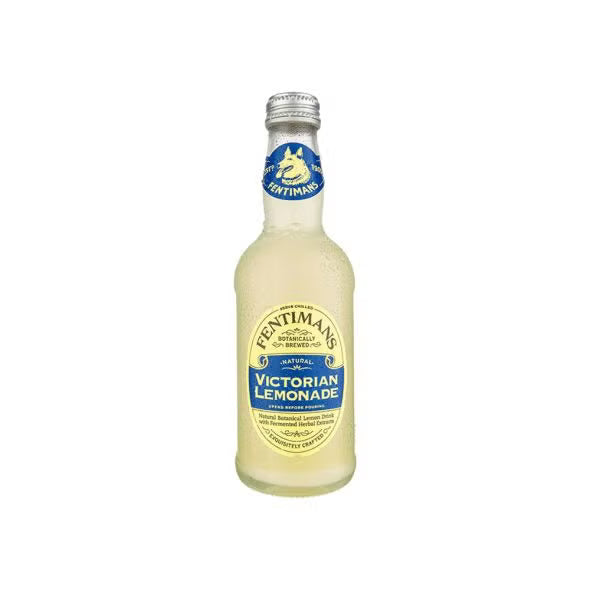 Fentimans Victorian Lemonade bottle on a white background
