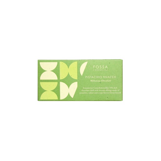 Green packaging of Fossa with white text and design elements on a white background