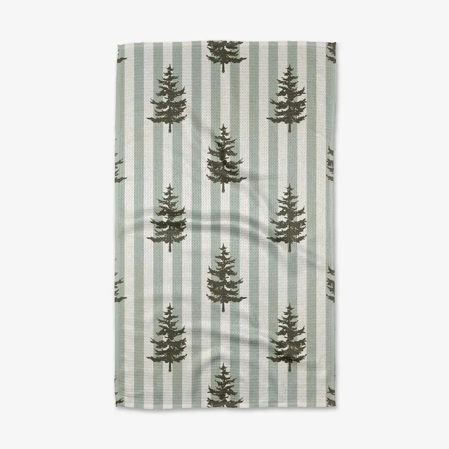 Fabric with tree pattern on a striped background