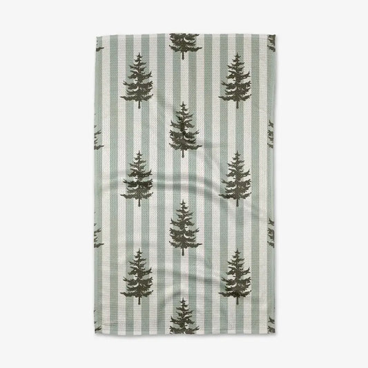 Fabric with tree pattern on a striped background