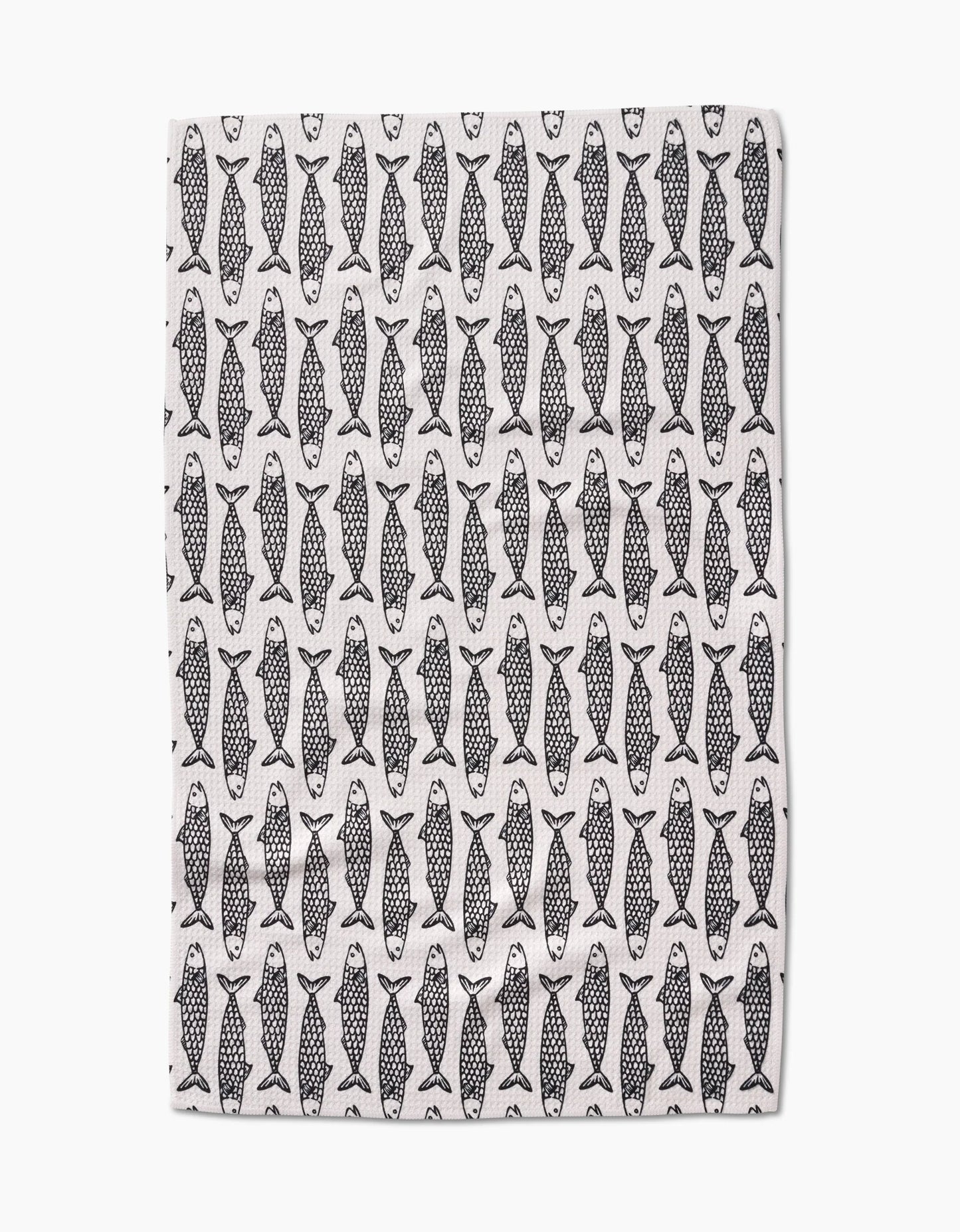 Tea towel with fish pattern on a white background