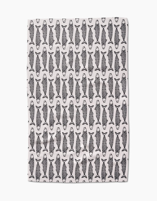 Tea towel with fish pattern on a white background