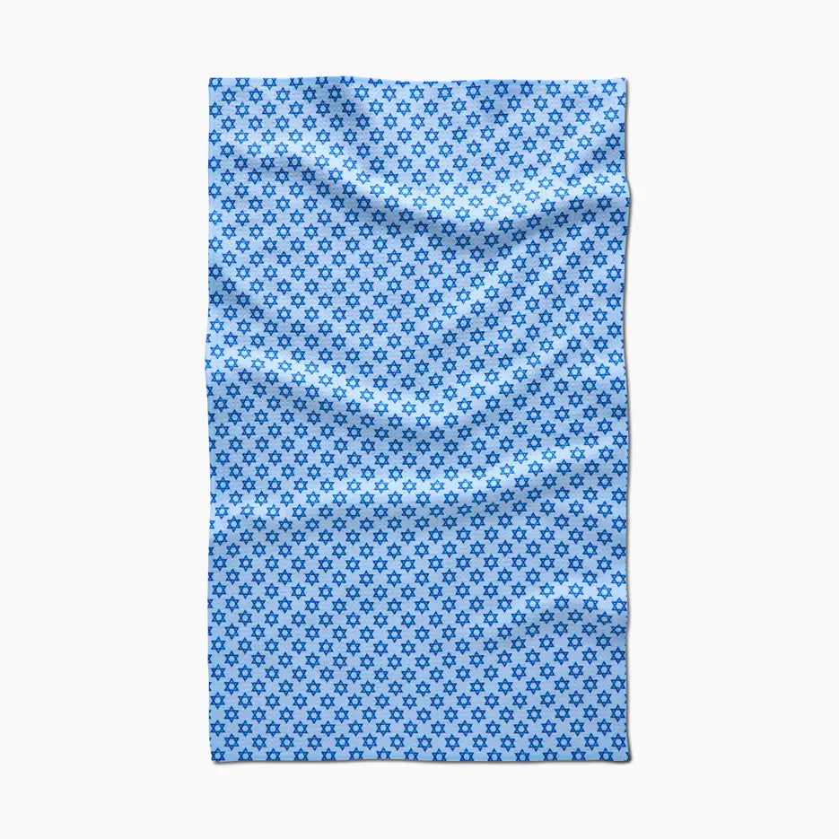Blue patterned fabric on a white background