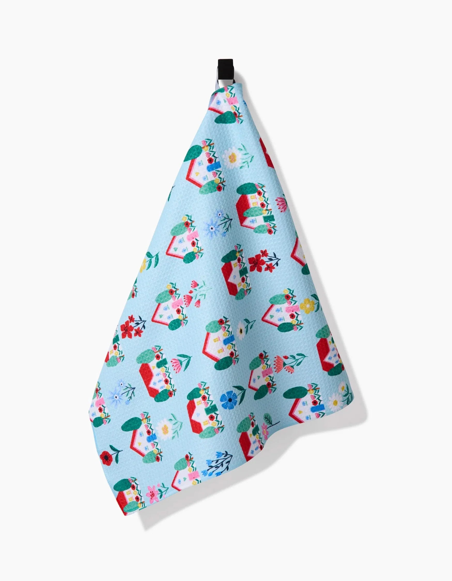 Decorative towel with festive design on a white background