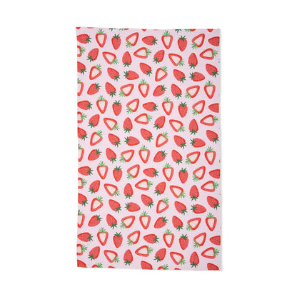 Towel with strawberry pattern on a white background