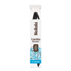 Heilala vanilla beans packaging on a white background