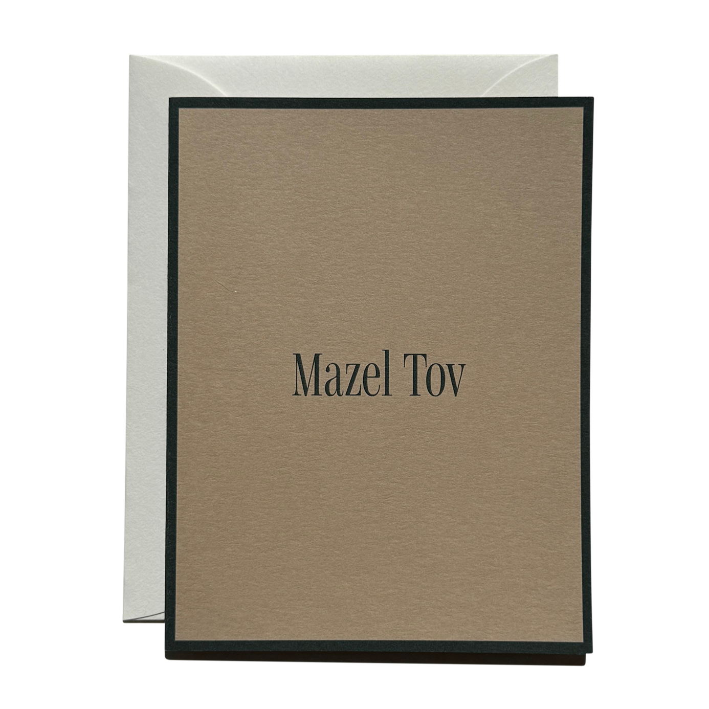 Brown card with 'Mazel Tov' text on a white background