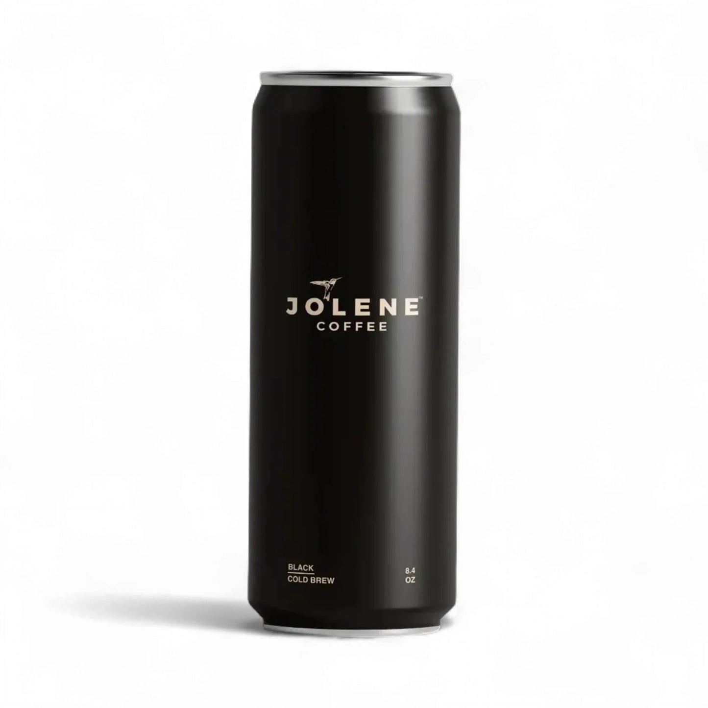 Black can of Jolene Coffee on a white background