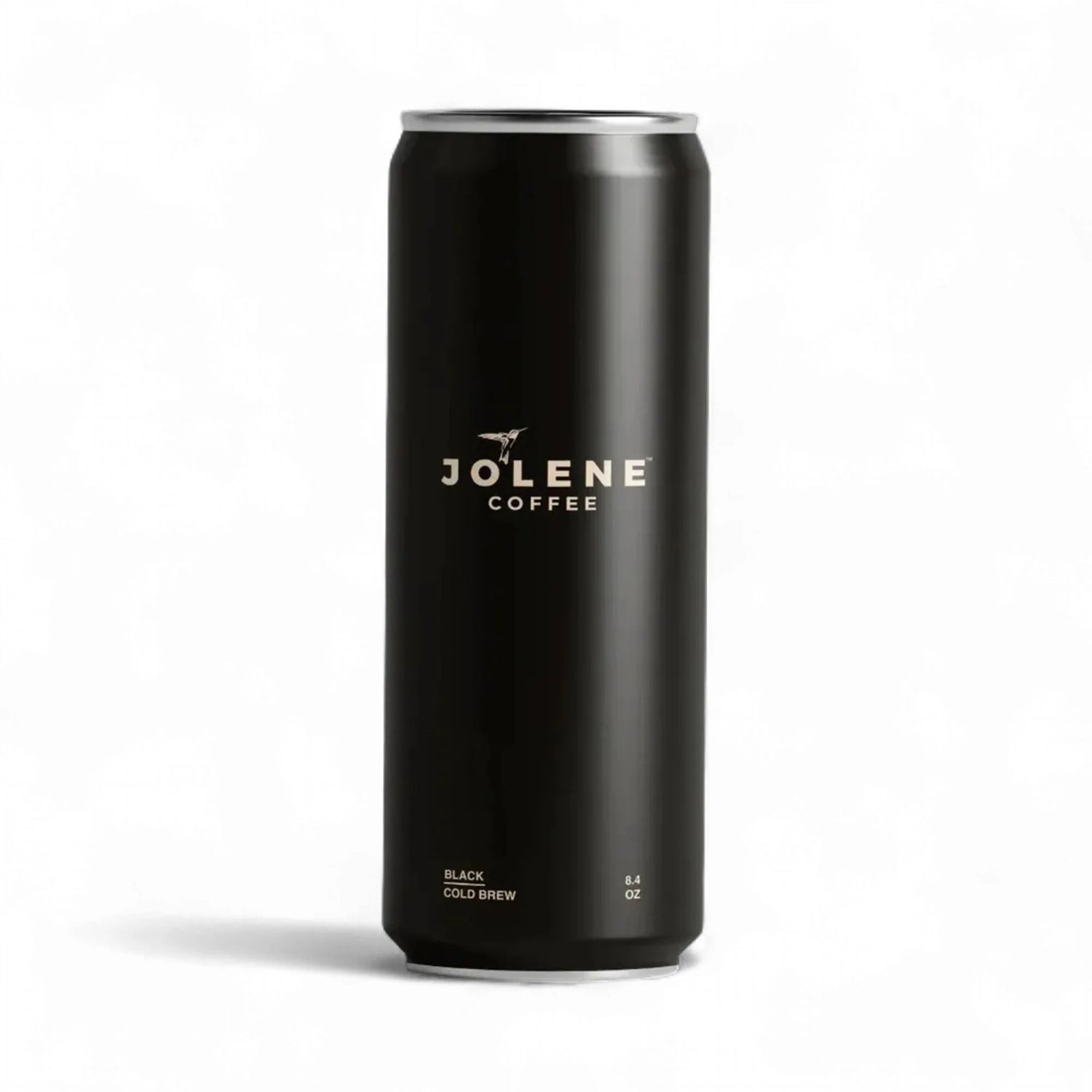 Black can of Jolene Coffee on a white background