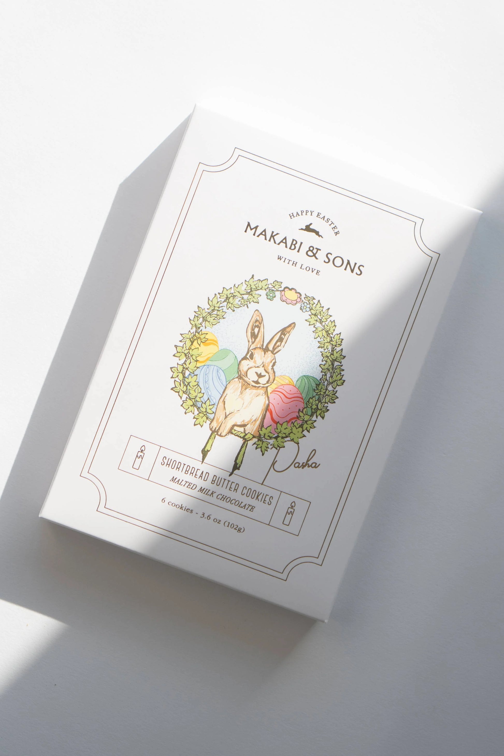 Product packaging with a rabbit illustration and text on a light background