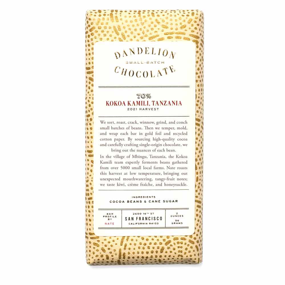 Dandelion Chocolate - Kokoa Kamili, Tanzania - 70% - 56 g