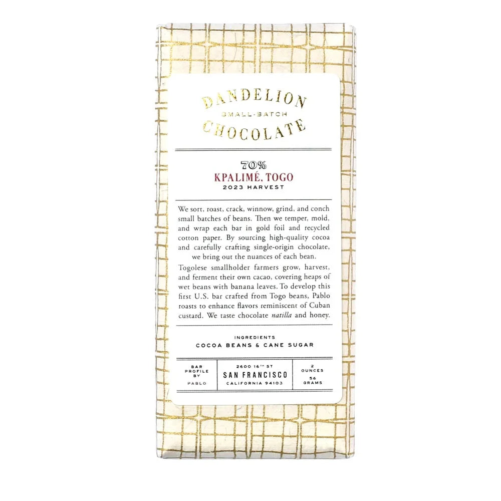 Dandelion Chocolate - Kpalimé, Togo - 70% - 56 g