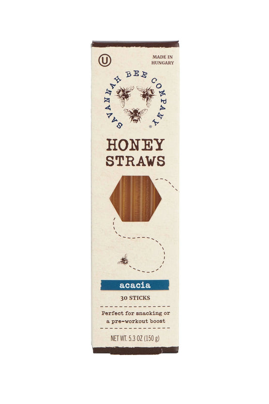 Box of Bajcsy Honey Company honey straws on a white background