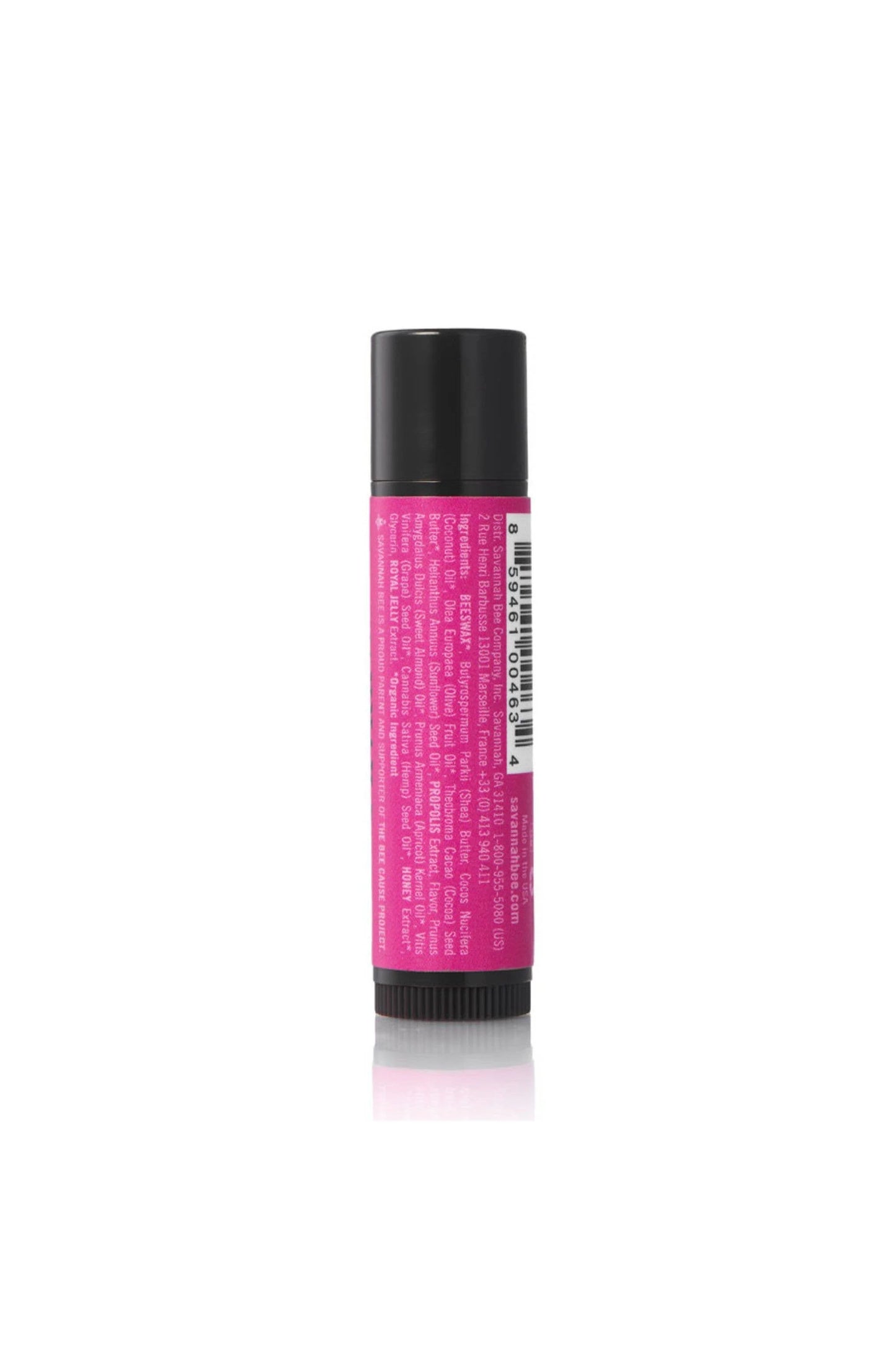 Pink bottle with black cap on a white background