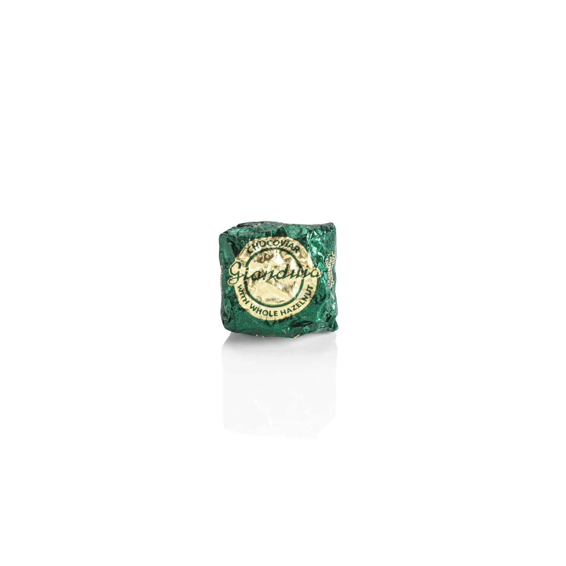 Green soap bar with a brand logo on a white background