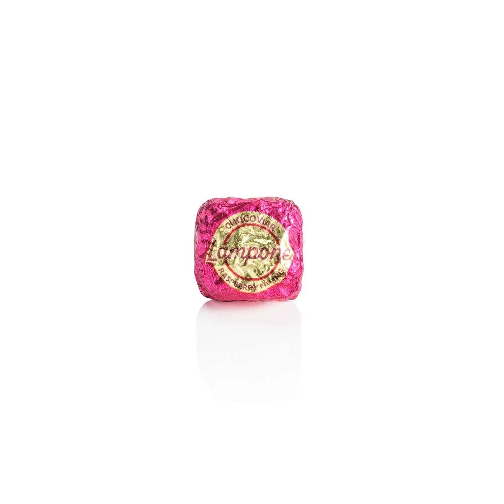 Pink candy with 'Lumo' branding on a white background