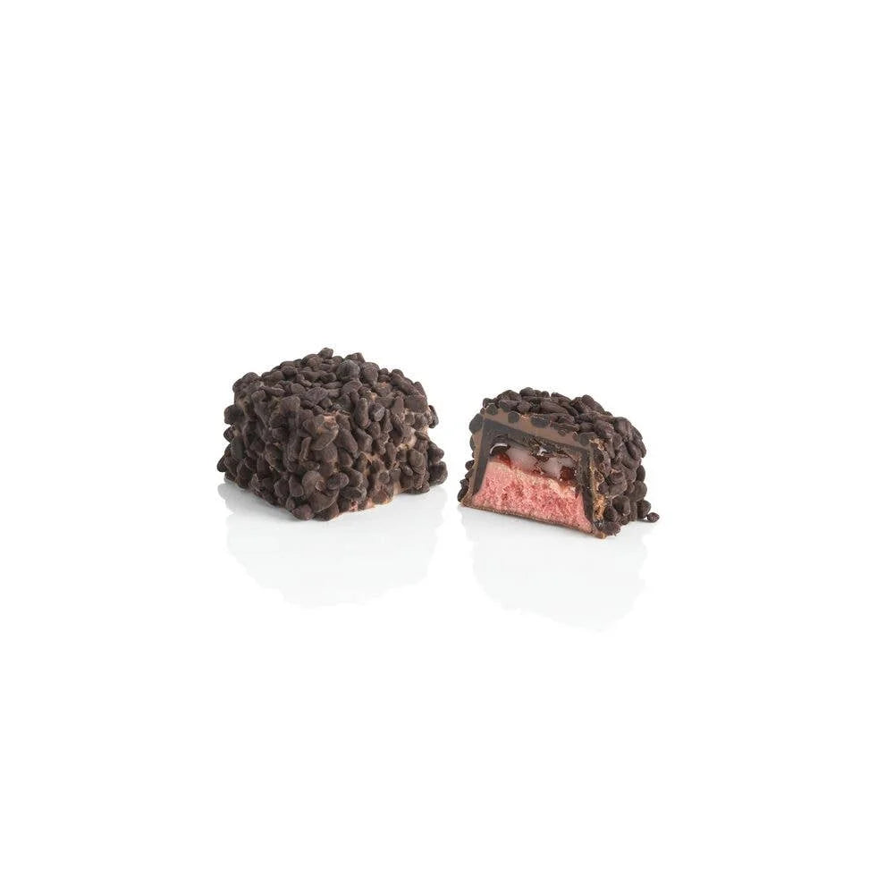 Two chocolate-covered treats on a white background